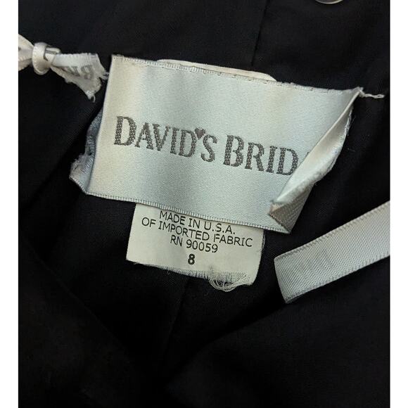 Davids Bridal Strapless Little Black Dress Satin A-Line Womens 8 Semi Formal Zip - Picture 4 of 5